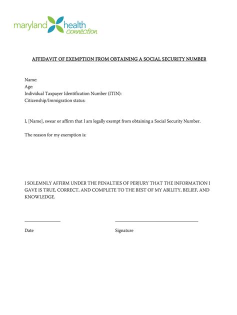 maryland health connection affidavit pdf